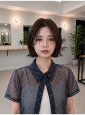 髪質改善縮毛矯正地毛風ストレート切りっぱなしボブ