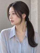 モト 船橋(moto)&nbsp;韓国ローポニー顔周りカット艶髪ダークブラウンヘアセット船橋
