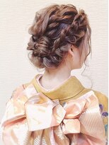 ヘアセット&メイク専門店 カスミ(Kasumi)&nbsp;編み込みリボン&波ウェーブアップ