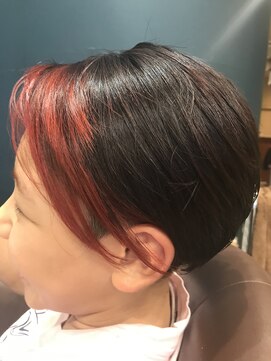 ヘアサロンアンドヘアメイクディー(hair salon hair make D) 仙台D 学割U24レッドカラーマッシュボブソフトツーブロックstyle