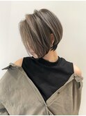 外国人風ショート バレイヤージュ 海外ヘア ベージュヘア t115