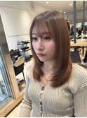 ナチュラルワンカール姫カット韓国レイヤーシアーカラーセミディ