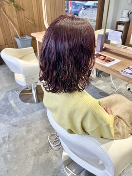 フラム(fulam) ウェーブパーマ×ピンクカラー