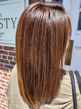 ダスティ 塩尻店(Dasty) ミディアムストレート×オレンジカラー