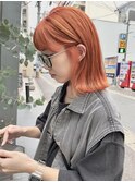 NUDEハイトーンダブルカラーオレンジ レイヤーボブ 結べるボブ