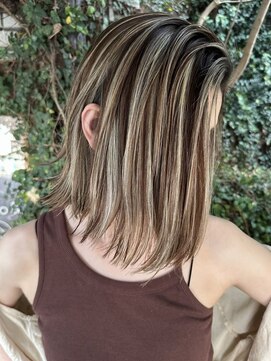 ディモアンド 表参道(Dimo&) xハイライト/イメチェン/ホワイトブロンド/外ハネボブ/美髪/