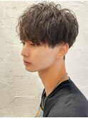 難波ツイストパーマメンズスパイラルパーマフェザーショート色気