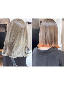 【抜群の透明感◎】大人気インナ-カラ-/ケアブリ-チで髪への負担緩和を意識した高発色Styleが叶う!