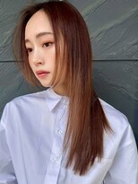 【MINX】くびれヘアアプリコットオレンジハイライトカラー_銀座