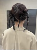 ブリーチなしグレージュ冬カラーお呼ばれスタイルタイト今枝