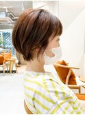 【mee.】ユウ　Aラインボブ　マロンベージュ　ショート