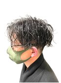 30代/40代/スパイラルパーマツーブロックマッシュセンターパート