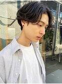 メンズ/マッシュ/センターパート/ニュアンスパーマ/渋谷