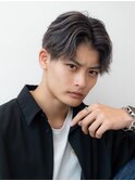 メンズバレイヤージュセンターパート刈り上げグレージュカラー