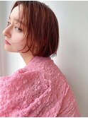 オリーブベージュショートミニボブグレージュブリーチレイヤー