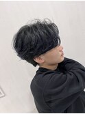 フェザーショート×ネイビーブルー
