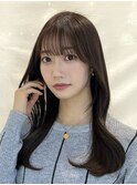切りっぱなしボブエアリーロング美髪ピンクブラウン