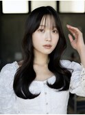 シースルーぱっつん前髪シャギーレイヤーロング韓国ヘア