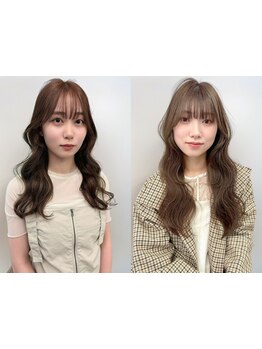 《カラー比率88％》カット＋カラー＋TR￥7700◆透明感カラーが人気♪髪質改善トリートメントで艶髪へ◎