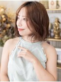 抜け感ミディアムレイヤー小顔ハッシュカットh4志木20代30代40代