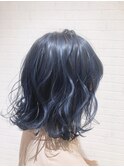 ゆるふわウエーブ × ネイビーブルー