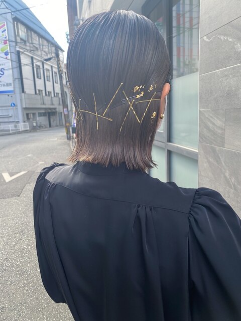 タイトボブ/アレンジバージョン/結婚式ヘアアレンジ