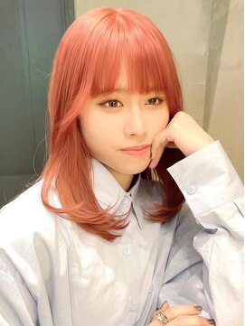 ロンドシェリ 仙台(Lond Cheri) ケアブリーチデザインカラーミディアムヘア前髪顔周り韓国[仙台]