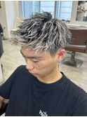 ホワイトメッシュツイストスパイラル　ジェットショートモヒカン