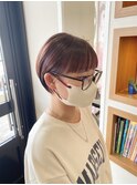 ショートヘア×ピンクブラウン
