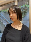 ぱつっとボブ/切りっぱなしボブ/透明感カラー/ボブパーマ