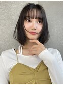 イメチェン/美髪/ブルーブラック/ワイドバング/外ハネボブ