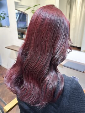 ラレイ ハラジュク(Lalei harajuku) 【白石】ブリーチなしチェリーレッド赤髪韓国ヘア暖色学割原宿