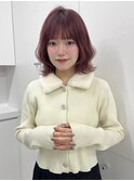 ラベンダーピンク　ケアブリーチ　ダブルカラー　ハイトーンボブ