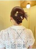 お呼ばれヘアセット大人可愛いカチモリシニヨンお団子ヘア