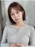 切りっぱなし オレンジカラー マレットへア 暖色 小顔