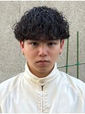 波巻きパーマ/スパイラルパーマ/メンズ/眉毛/短髪/サーフカール