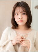外ハネミディアム/チョコレートブラウン/シースルーバング/20代e