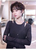 大人ガーリーショートボブ/似合わせカット/ダークアッシュ