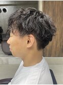メンズ/アップバング/ツーブロックマッシュ/束感ショート波巻き