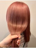 ピンクベージュ ダブルカラー 髪質改善トリートメント