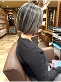 バレイヤージュ/グレーカラー/コントラストハイライト