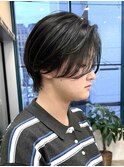 ★王道ハンサムショート　前髪長め　ダークグレー