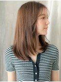 ミルクティーアッシュ美髪艶感エアーストレートY戸頭30代40代