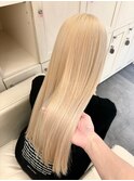 9882髪質改善金髪ホワイトブロンドマロンベージュストレート