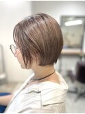 【ハイライト&シナモンベージュボブ】