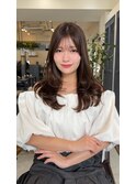 ロングレイヤーカット顔まわりカットココアグレージュチャコール