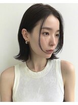 ノラギンザユー(NORA GINZA/U) 切りっぱなし長め外ハネボブ艶暗髪シースルーバング