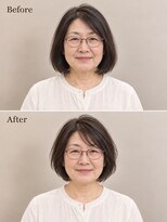 aptas 青山/表参道 白髪染め/白髪ぼかしハイライト/ボリュームアップエクステ&nbsp;表参道/青山/50代/ボブ
