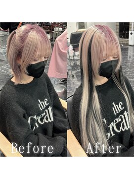 エクステ専門店 あるじゃんすー 水戸店 ホワイトアッシュ×ブラック#シールエクステ#イメチェン#水戸