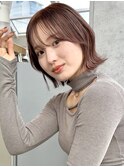 切りっぱなしボブ/ブリーチなしダブルカラー叶える艶グレージュ